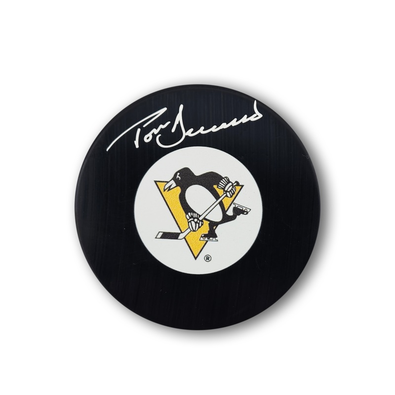 Tom Barrasso Autographed Pittsburgh Penguins Hockey Puck