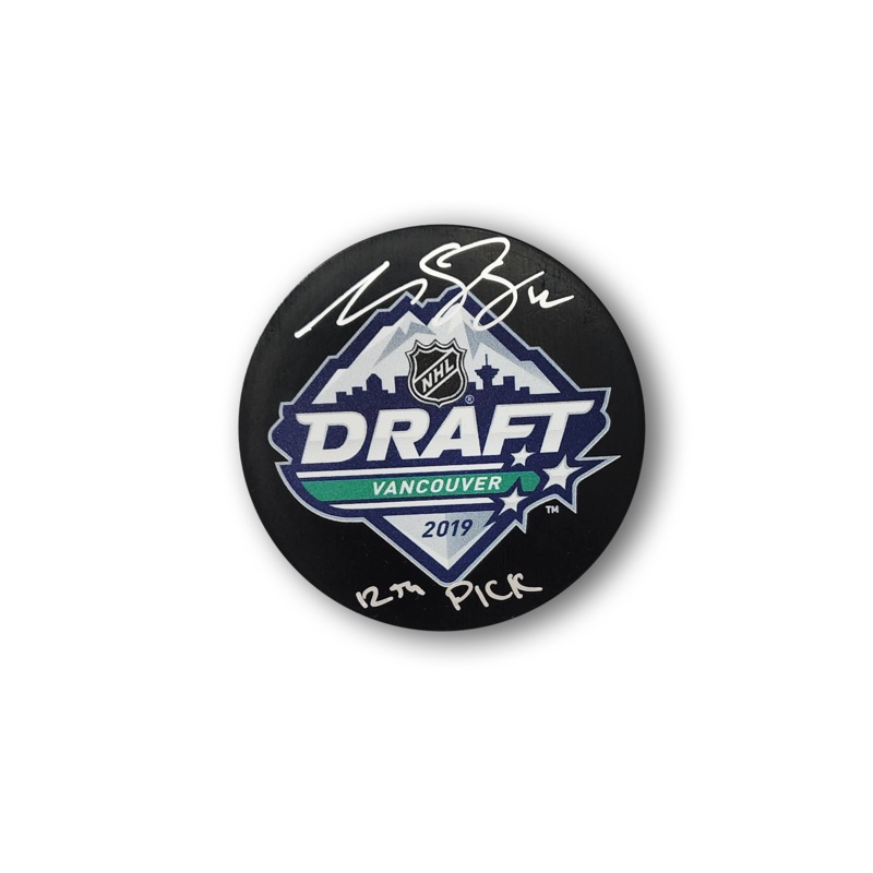 Matt Boldy Autographed 2019 NHL Draft Hockey Puck Inscribed 12th Pick
