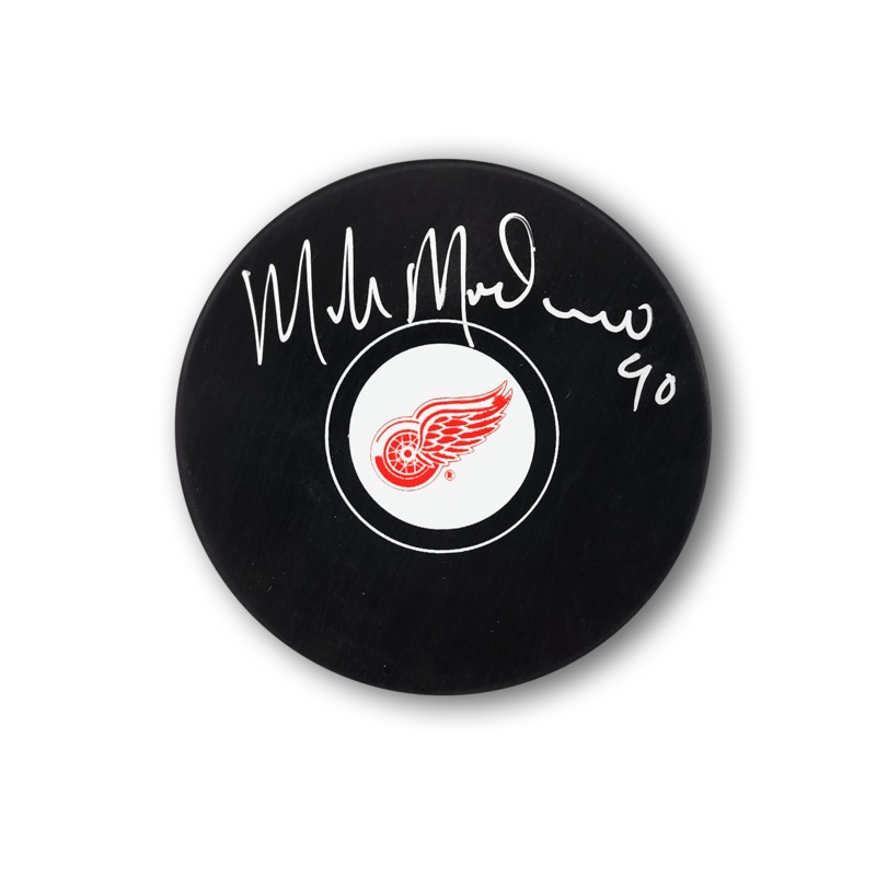Mike Modano Autographed Detroit Red Wings Hockey Puck