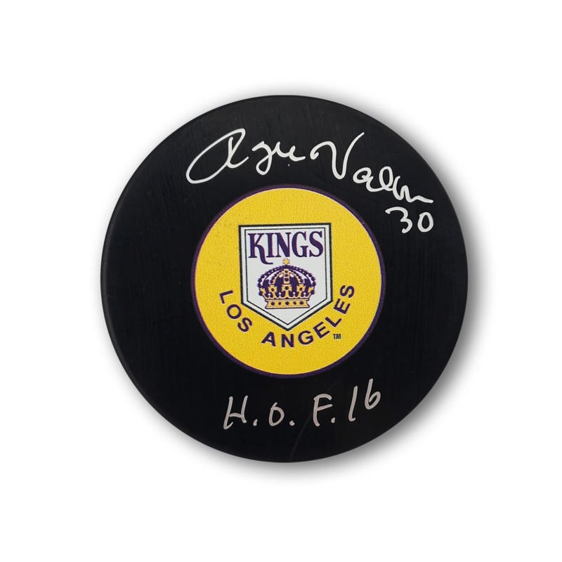 Rogie Vachon Autographed Los Angeles Kings Hockey Puck HOF 16