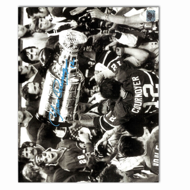 Yvan Cournoyer Autographed Montreal Canadiens Stanley Cup 8×10 Photo (B/W)