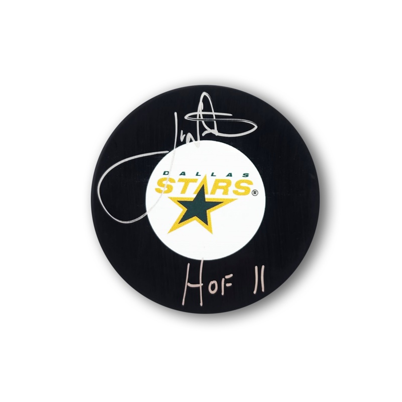 Joe Nieuwendyk Autographed Dallas Stars Hockey Puck Inscribed HOF
