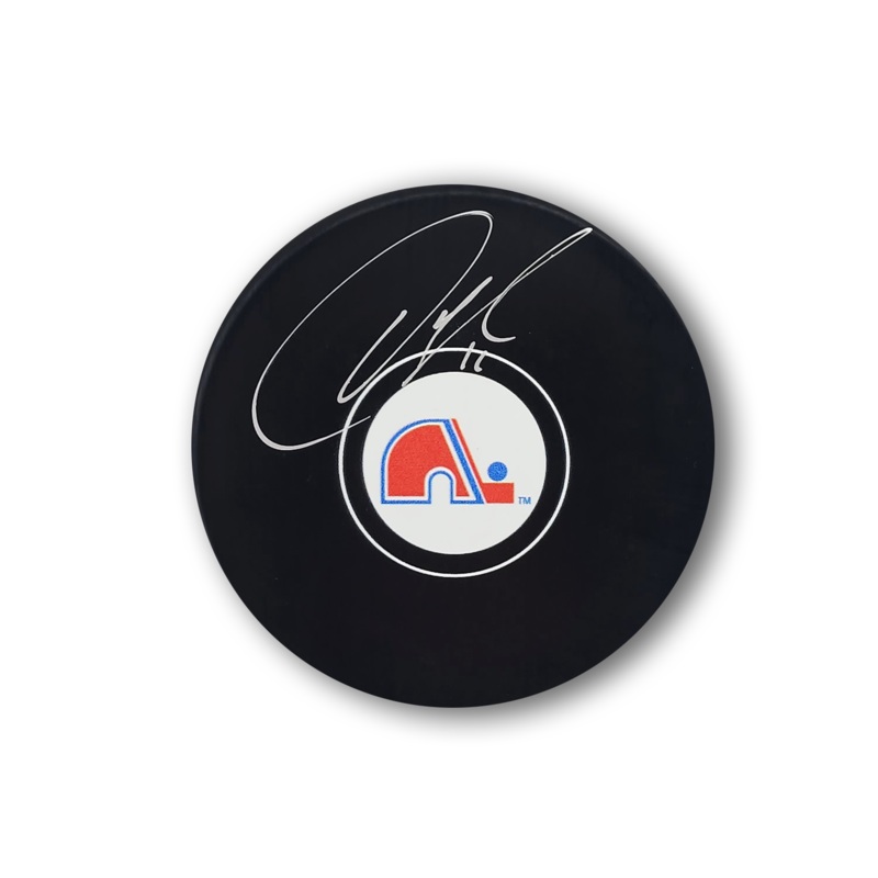 Owen Nolan Autographed Quebec Nordiques Hockey Puck