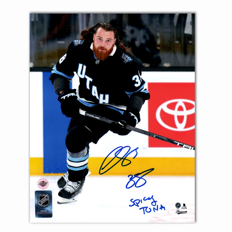 Liam O’Brien Autographed Utah Hockey Club Home Spicy Tuna Inscribed 8×10 Photo