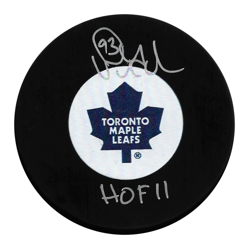 Doug Gilmour Autographed Toronto Maple Leafs Hockey Puck Inscribed HOF 11