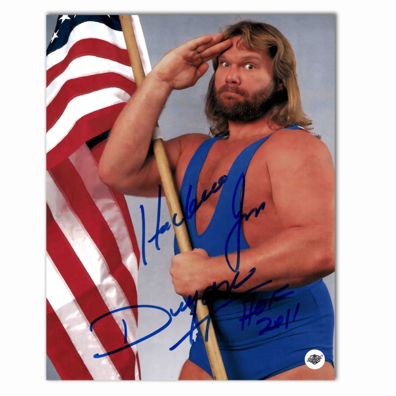 Hawksaw Jim Duggan Autographed WWE 8×10 Photo (Salute)