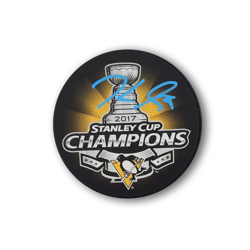 Jake Guentzel Autographed Pittsburgh Penguins 2017 Stanley Cup Champions Hockey Puck